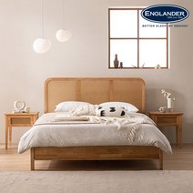 잉글랜더 발리 라탄 고무나무 원목 침대(Sweet Slumber 스탠다드 필로우탑 매트-Q), 프레임(내츄럴원목)+매트(DG)