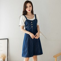 아이엠몽 여성 뒷 밴딩 매듭 포인트 뷔스티에 데님 미니 원피스