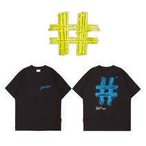 빈트릴 [빈트릴] 페인팅 해시태그 오버핏 반팔 티셔츠 BA222TS008_BK