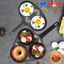 키친아트 휴브 인덕션 에그팬 2구 3구 계란 후라이팬 멀티 그릴팬 스테이크팬 브런치 토스트팬 캠핑그리들, 키친아트 휴브 2구 에그팬_인덕션용, 1개