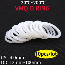 고무와셔 오링 실리콘 구리 스텐 10pcs vmq o 링 씰 가스켓 cs 4mm 외경 12 100mm 고무 절연 방수 와셔 원형 흰색 nontoxi, 외경 100mm 내경 92mm, 하얀, CS 4.0mm