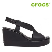 크록스 웨지 샌들 40- 206222-060 Womens Crocs Brooklyn High Wedge Black Black