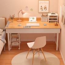 다용도 컴퓨터책상 와이드데스크 책상 멀티수납 화장대+ 의자 세트, 책상+의자, 우드