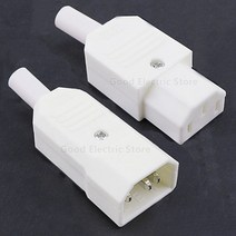 새로운 도매 가격 10A 250V 블랙 IEC C13 남성 플러그 Rewirable 전원 커넥터 3 핀 ac 소켓, [06] A pair White