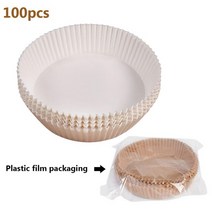 수유식튀김기 업소용 미니 전기 가마솥 튀김기 50pcs 에어 프라이어 일회용 종이 라이너 비 스틱 매트 기선 라운드 종이 베이킹 매트 주방 에어 프라이어 베이킹 액세서리, 100개 화이트-16cm