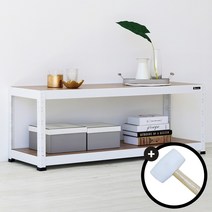 슈랙엣홈 무볼트 조립식앵글선반 2단 블랙 화이트 스탠드선반 [ 조립용 고무망치 증정 ], 선반 2단600 화이트/400x300 (WxD)