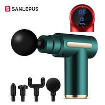 휴대용 마사지 건 lcd electric percussion pistol massager for body neck back high frequency deep tissue 근육 이, 녹색 LCD 디스플레이, C형 충전