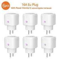 6 피스 스마트 와이파이 전원 플러그는 Alexa Google 홈 스마트 라이프 앱과 함께 작동하며 전원 스마트 스마트플러그, EU 플러그, 6 조각