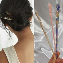 [1+1/무료배송] 미홀릭 트위스트 꼬임 비녀_ 젓가락 올림머리 마블 뒤꽂이 여리여리 자개 헤어악세사리 셀룰 스틱 헤어핀