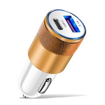 맥세이프차량용충전기 차량용 USB C 타입 고속 충전기 댑터 아이폰 13 12 샤오미 화웨이 삼성 S21 S22 용 12W PD 충전 3.0, Gold