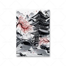 일본갑옷 일본 사무라이 캔버스 갑옷 캐릭터 터 잉어 게이샤 잉크 워시 월 아트 그림 거실 침실 홈, [11] xcm No Frame, [06]
