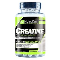 Nutrakey 크레아틴 모노하이드레이트 캡슐 생체 이용률을 극대화하기 위한 초미세 포뮬러, 100 Count (Pack of 1)