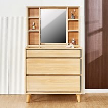 호두데코 모아 LPM 800 3단 서랍장 화장대+거울수납장, 오크