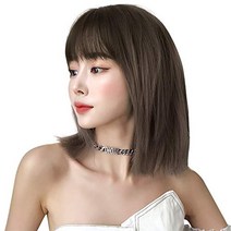 LAVIST 가발 가발 짧은 세미 롱 여성 미디엄 밥 풀 가발 여성 컷 아웃 밥 외부 허니 밥 wig 자연 작은 얼굴 효과 그물 포함 (애쉬 베이지)