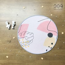 364days 먼지없는 사계절 원형 레터링 대리석 핑크 미니 러그 북유럽감성 미니 카페트 발매트 디자인 일러스트 그림 러그 40cm 10종