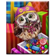 SHEXIU 3D 원형 보석십자수 키트 일체형 캔버스 액자 50 x 40 cm, AE072  즐거운 부엉이x1세트