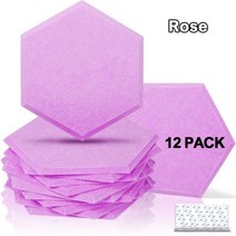 어쿠스틱 패널 소음 흡수 홈 스튜디오 방음 아이솔레이터 벽 장식 12 개, Rose, 12mm Highest Density, Large hexagon