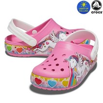 크록스 키즈 유아 여아 아동 어린이 불빛 샌들 펀랩 유니콘 라이트 클로그 207071-669 핑크 물놀이 아쿠아