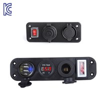매립형 방수형 QC3.0 12V 24V USB포트 시거소켓 원형볼트게이지, 전원스위치소켓2구