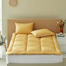 [모던하우스] 스웰 라크 옐로우 스트라이프 알러지케어 싱글토퍼 110x200