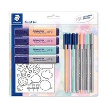 Staedtler 61 SBK1 PA 파스텔 세트 파인라이너 펠트 팁 펜 및 형광펜으로 마킹 글쓰기 및 드로잉용 독일산