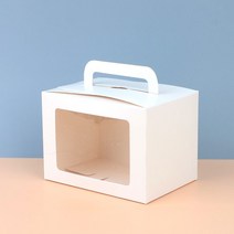 창문형 손잡이 선물 박스 구디 구디백 포장 상자 투명창 쿠키 답례품 캔들 비누 디저트 포장용 선물용, 기본, 대 - 화이트