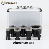 건식 코아드릴 코어 홀쇼 코아기 천공 배관 M14 스레드 다이아몬드 드라이 드릴 비트 7 개 진공 브레이징 드릴링 세트 도자기 타일 크라운 화강암 대리석 구멍 톱 도구, [03] 7PCS-Aluminum box
