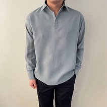 남자셔츠 링클프리 셔츠 반 오픈카라 무지 오버핏 남방