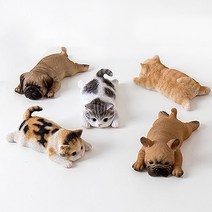 엎드린 고양이 강아지 마그넷 자석 장식, 고양이-옐로우