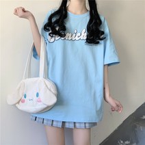 FLI 진짜 -샷 실제 가격 일본 소녀 문자 인쇄 짧은 -Sleeved t- 셔츠 디자인 느낌 ins -Long Top Girl ZA-239212