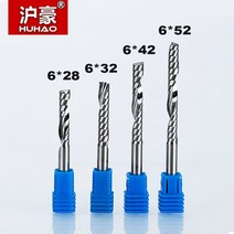 라우터 비트 HUHAO-6mm 싱글 플루트 나선형 커터 3A 품질 CNC 라우터 비트 목재 아크릴 PVC MDF 엔드, 04 6mmX6mmX22mm