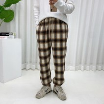 버닝 체크 울 기모 조거팬츠