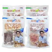 에프씨원 알러엔스낵 치석엔스틱 1kg 4종 대용량 강아지 육포 간식, 치석 연어꼬치닭갈비오리스틱