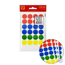오색스티커 지름19MM 7매 사무용스티커 팬시스티커 문구도매 원형스티커