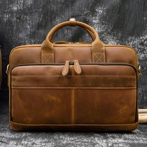 빈티지 브라운 통 말 가죽 서류 가방 사첼 숄더 백 노트북 변호사 취직 이직 쓸모있는 30대 50대 고급 선물