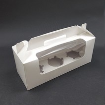 머핀상자 컵케이크 투명창 3구 화이트 케이크상자(10개) 받침세트, 10개