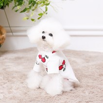 펫디자인 와플티셔츠(체리 하트) 4colors 강아지티셔츠 강아지옷, 체리(화이트)