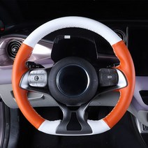 스티어링 휠 핸들커버 초극세 섬유 가죽 손 바느질 DIY 자동차 핸들 커버 BYD Atto 3 EV 2022 용 스티어링, 06 주황색