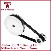 20t5mm 타이밍 벨트 풀리 gt2 60teeth 20teeth reduction 31/13 3d 프린터 액세서리 벨트 폭 6mm 보어 5mm 동기식 휠, (201452399)20T5-60T5-200mm