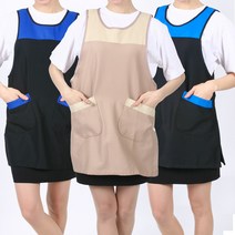 DLA78 겨울 기모 시장 식당 두꺼운 원피스 앞치마, DLA78 곤색+진파랑M