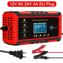 AGM배터리 다기능 자동 배터리 충전기 8A/6A 전문 펄스 수리 LCD 오토바이 AGM GEL WET 납산, 01 8A 12V 24V EU Plug