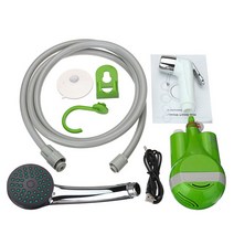 휴대용 USB 샤워 워터 펌프 충전식 헤드 노즐 핸드 헬드 캠핑 와셔 수도꼭지 캠프 여행 야외 키트, green