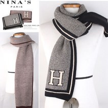 니나스파리 H이니셜 투톤니트 남성수트머플러 0FW340