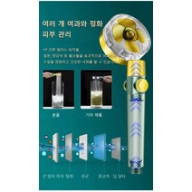 1개/2개 터보 증압 샤워 헤드 수압상승샤워기헤드 360도 자유 회전/원터치 켜기/끄기, 투명