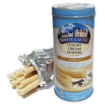 토르토 화이트캐슬 럭셔리 크림 바닐라향 웨이퍼 롤 막대과자 캔 100g, 1개