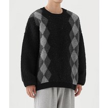 TOFFEE [21FW] 모헤어 크루넥 아가일 니트 (BLACK) MOHAIR CREWNECK ARGYLE KNIT (BLACK)