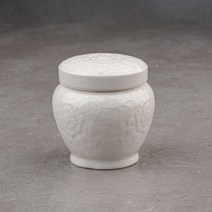 [성연티세라] 백자 항아리 당초 스쿠류 뚜껑단지 500g 꿀단지 경옥고단지 소금단지 고추장항아리, 1개