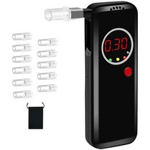 전자음주 측정기 디지털음주 측정기 휴대용음주 측정기 및밴드LCD디스플레이예음주 측정기 밴드12개입김고감도 음주 측정기, 블랙(배터리 없음)  12 교체 필터