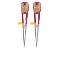 마블 릴팡 아동용 아이언맨 입체교정 스텐 젓가락, 옐로우, 4개