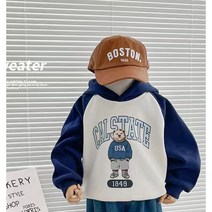 유니콘아동복 어린이 겨울 기모 후드티셔츠 곰돌이 후두티셔츠 부드러운 겨울후드티 (5~8세)